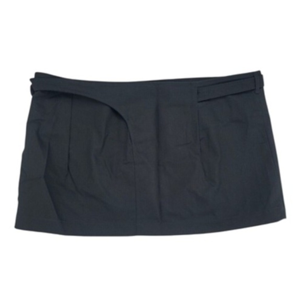 EB Denim Wrap Micro Mini Skirt Black XL Buckle Belt Made USA NWT 100% Cotton 90s - Picture 5 of 8